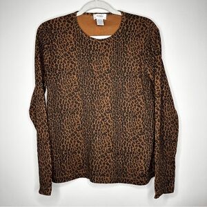 Jones Sport 90s Vintage Cheetah Print Stretch Long Sleeve top‎